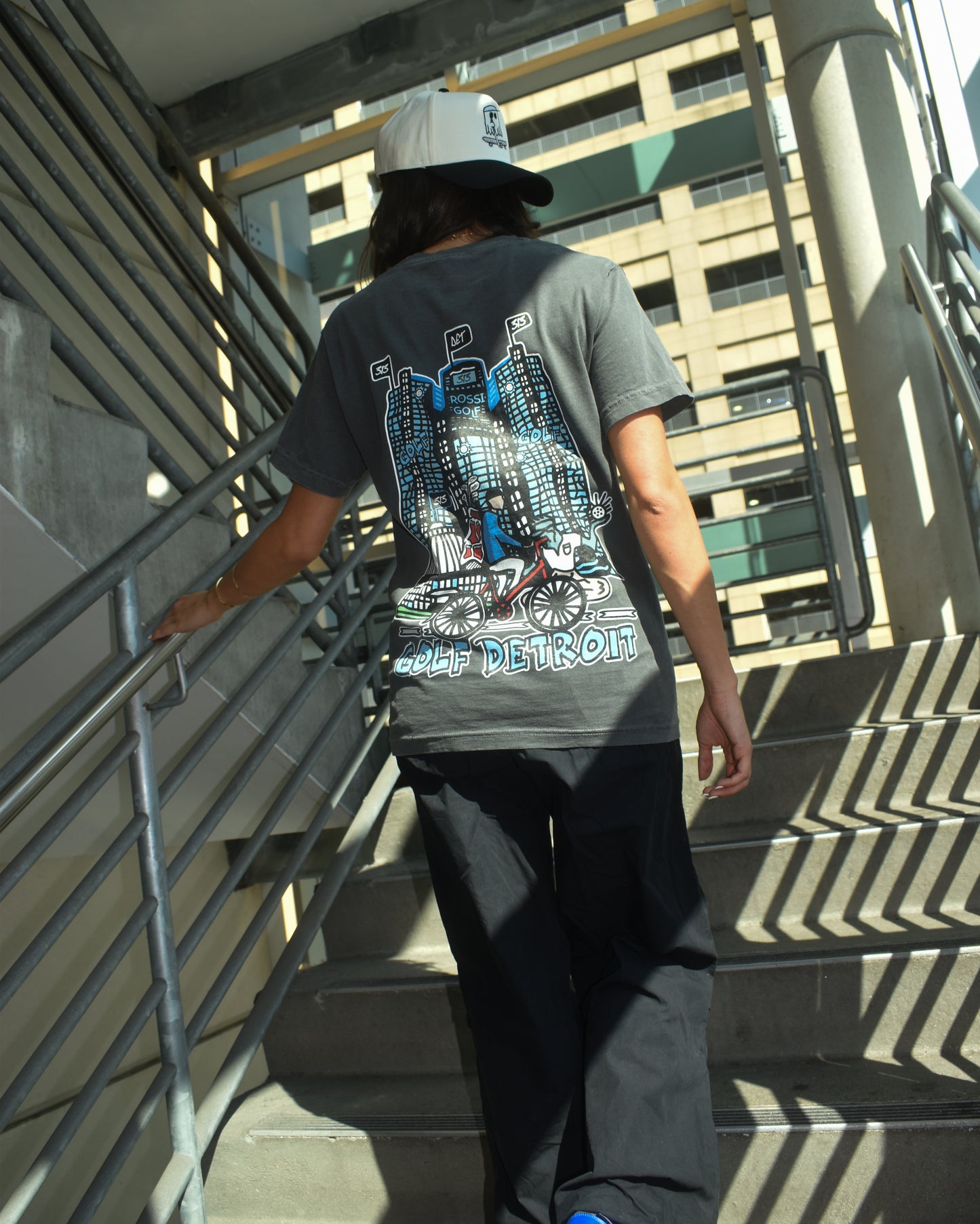 Golf Detroit Faded Black Tee