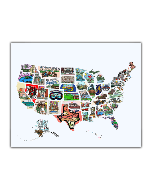 50 States Golf Poster