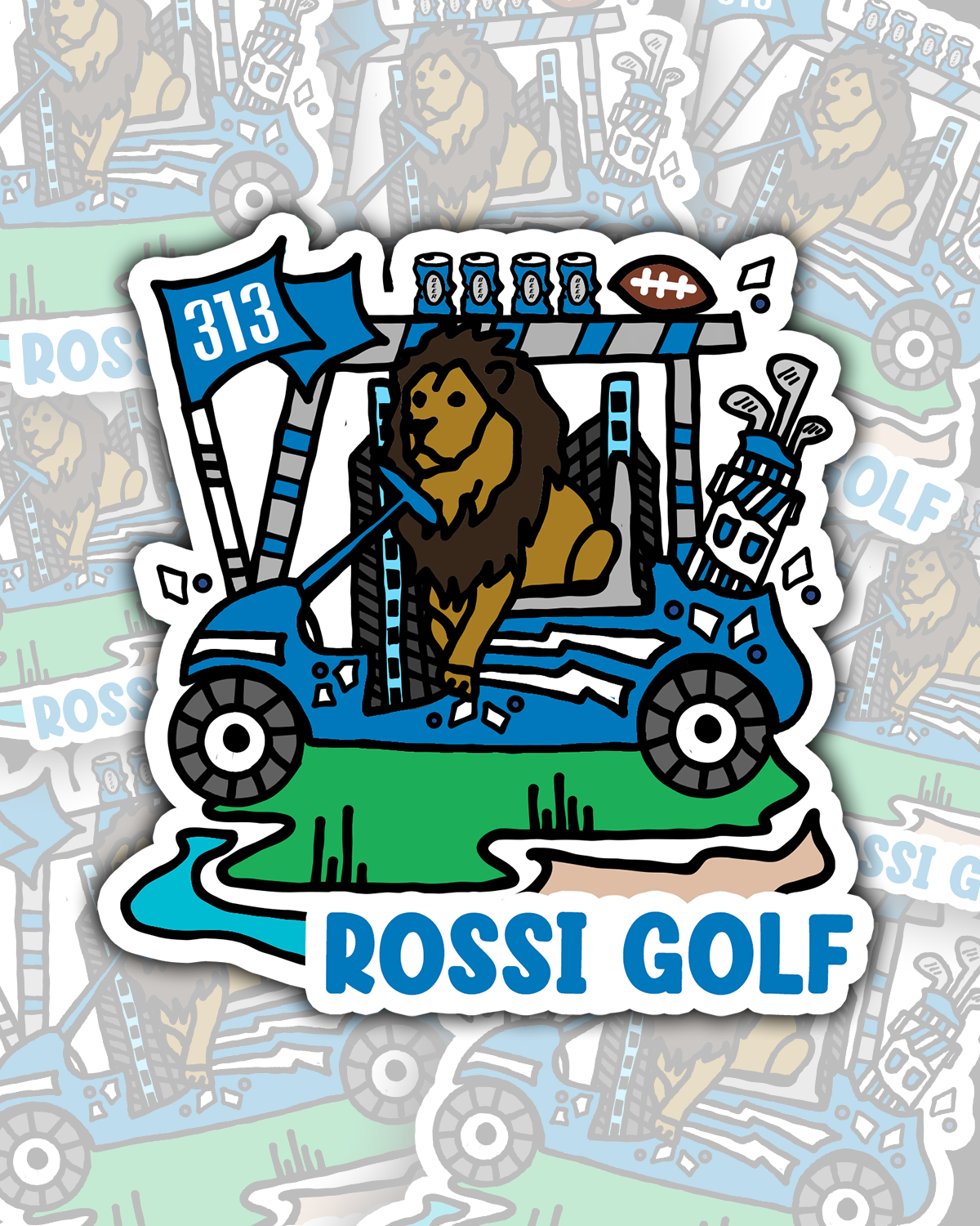 Detroit Football x Golf Sticker