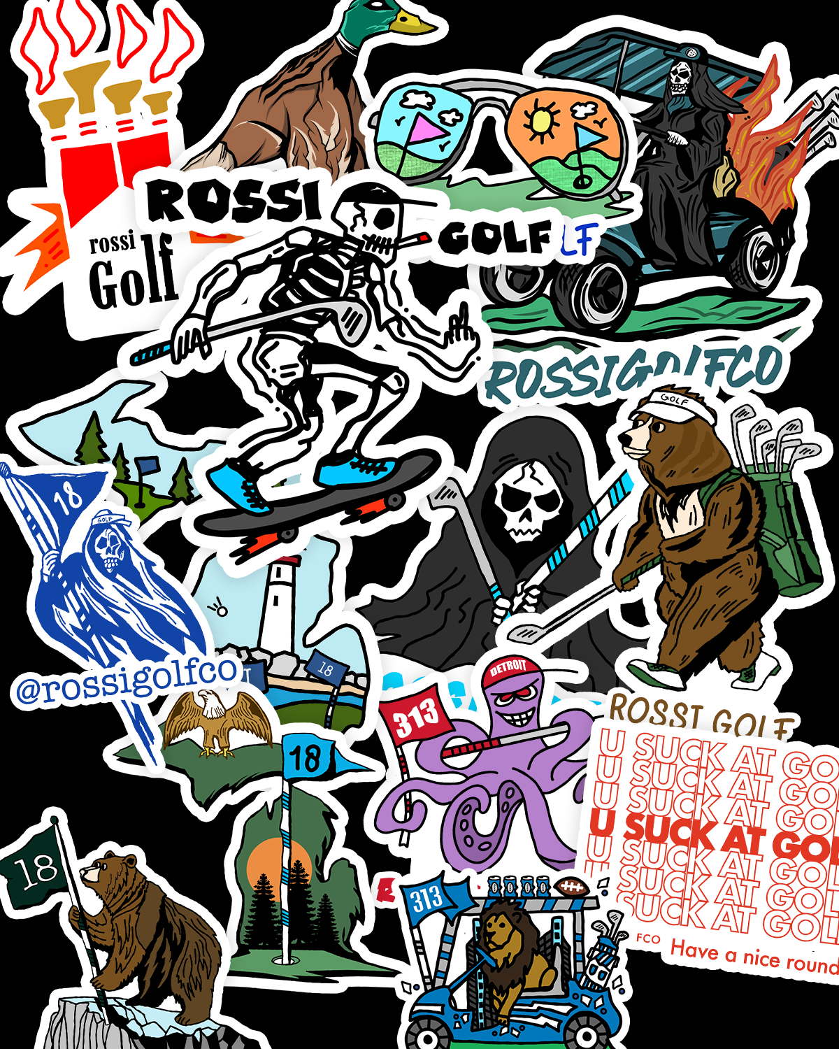 Rossi Golf Assorted Sticker Pack