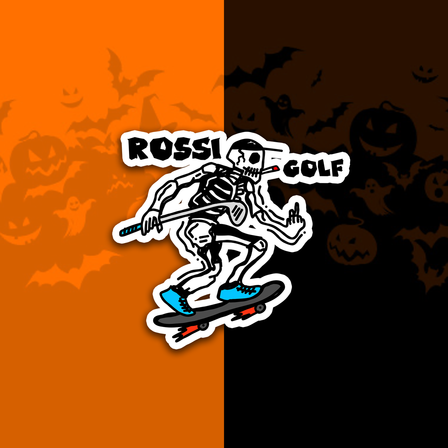 Skating Skeleton Sticker